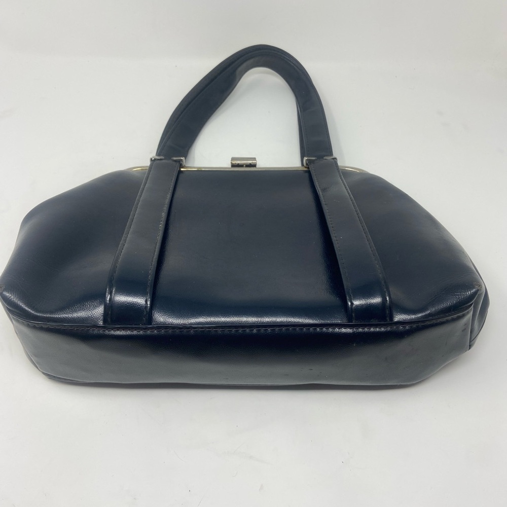 Vintage Navy Blue Frame Bag – Top Handle Gold Clasp‎ - Picture 6 of 7